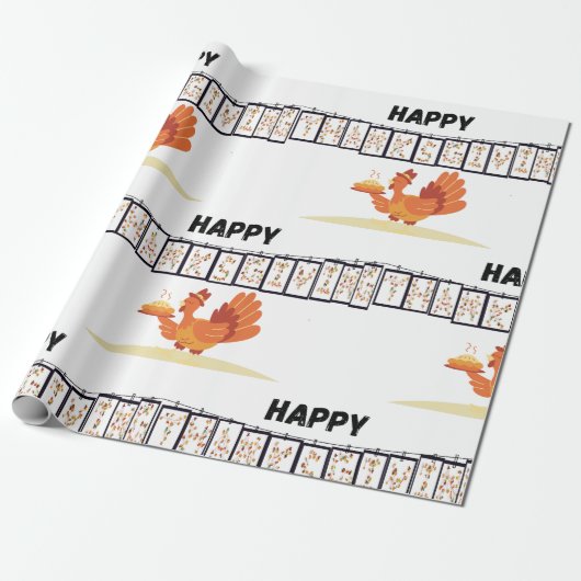 Happy Thanksgiving Rooster Geschenk Wrapping White Geschenkpapier (Ungerollt)