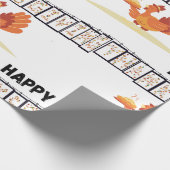 Happy Thanksgiving Rooster Geschenk Wrapping White Geschenkpapier (Ecke)