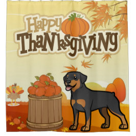 Happy Thanksgiving Rottweiler Duschvorhang