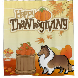 Happy Thanksgiving Rough Collie Duschvorhang