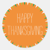 Happy Thanksgiving Round Sticker (Vorderseite)