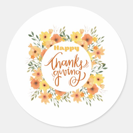 Happy Thanksgiving Runder Aufkleber (Vorderseite)