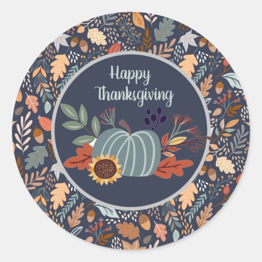 Happy Thanksgiving Runder Aufkleber (Vorderseite)