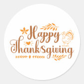 Happy Thanksgiving Runder Aufkleber (Vorderseite)
