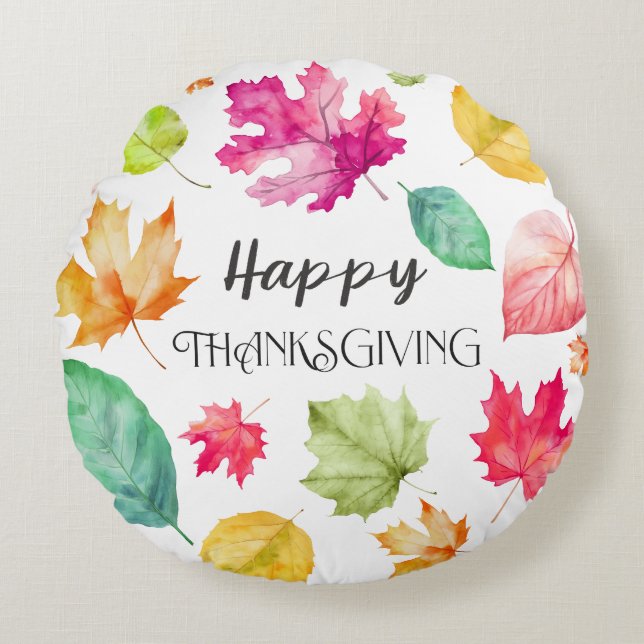 Happy Thanksgiving Rundes Kissen (Vorderseite)