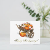 Happy Thanksgiving Rustic Country Pumpkin Wagon Postkarte (Stehend Vorderseite)