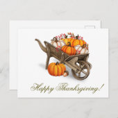 Happy Thanksgiving Rustic Country Pumpkin Wagon Postkarte (Vorne/Hinten)
