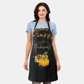 Happy Thanksgiving rustikales Kürbisholz Schürze (Getragen)