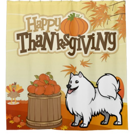 Happy Thanksgiving Samoyed Duschvorhang (Vorderseite)