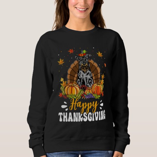 Happy Thanksgiving Schnauzer Dog Turkey Pumpkin Sweatshirt (Vorderseite)
