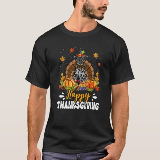 Happy Thanksgiving Schnauzer Dog Turkey Pumpkin   T-Shirt (Vorderseite)
