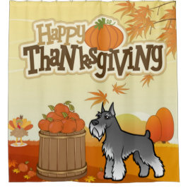 Happy Thanksgiving Schnauzer Duschvorhang