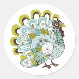 Happy Thanksgiving Schöne Türkei Card 2 Runder Aufkleber