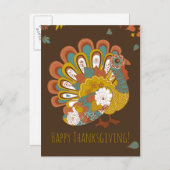 Happy Thanksgiving Schöne Türkei Card Feiertagspostkarte (Vorne/Hinten)