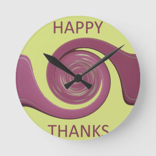 Happy Thanksgiving Schönes Phantastisches Textkuns Runde Wanduhr