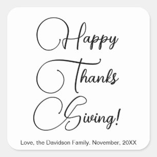 Happy Thanksgiving schwarze benutzerdefinierte Skr Quadratischer Aufkleber