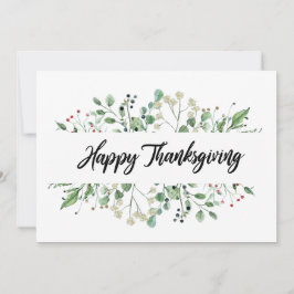 "Happy Thanksgiving" schwarzer Buchstabe botanisch Feiertagskarte