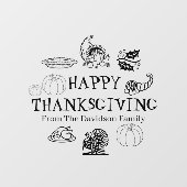 Happy Thanksgiving Schwarzer individuelle Name Dek Fensteraufkleber (Blatt)