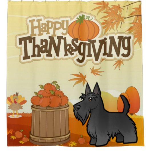 Happy Thanksgiving Scottish Terrier Duschvorhang (Vorderseite)