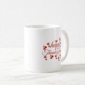 Happy Thanksgiving Script Autumn Leaves Kaffeetasse (VorderseiteRechts)