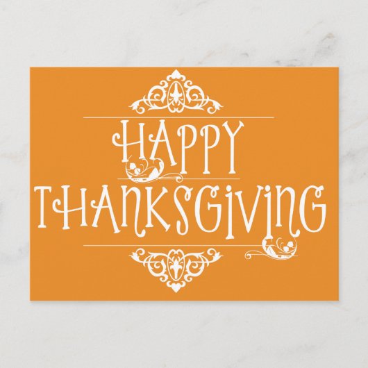 Happy Thanksgiving Script Orange Feiertagspostkarte (Vorderseite)