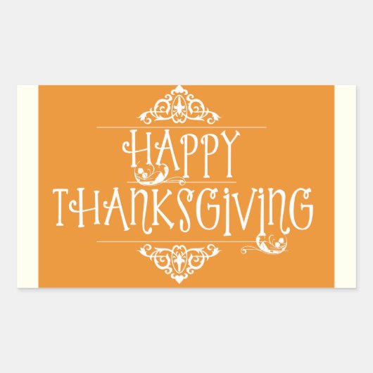 Happy Thanksgiving Script Orange Rechteckiger Aufkleber (Vorderseite)