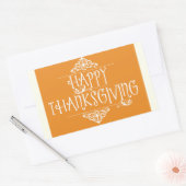 Happy Thanksgiving Script Orange Rechteckiger Aufkleber (Umschlag)