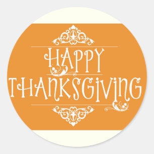 Happy Thanksgiving Script Orange Runder Aufkleber