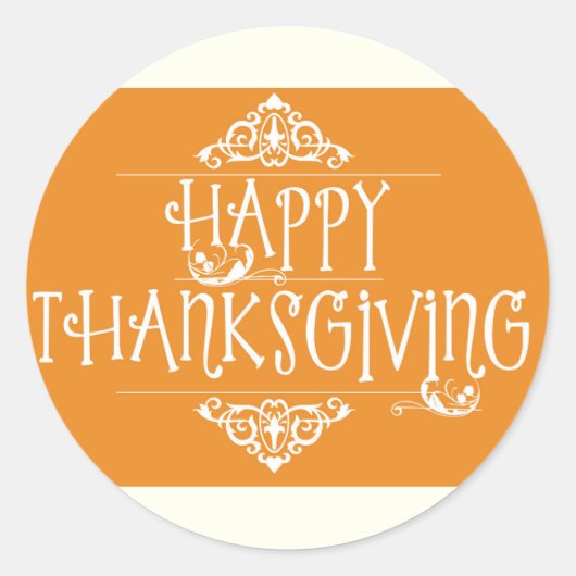 Happy Thanksgiving Script Orange Runder Aufkleber (Vorderseite)