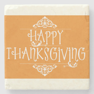 Happy Thanksgiving Script Orange Steinuntersetzer