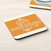 Happy Thanksgiving Script Orange Untersetzer (Linke Seite)