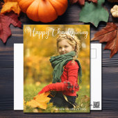 Happy Thanksgiving Script Overlay Family Foto Postkarte
