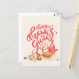 Happy Thanksgiving Seashell Starfish Küste Postkarte
