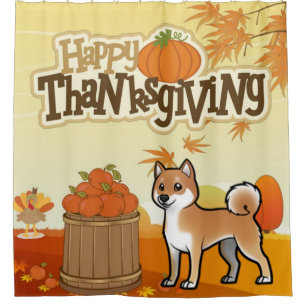 Happy Thanksgiving Shiba Inu Duschvorhang