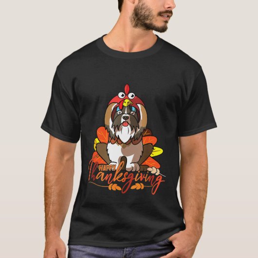 Happy Thanksgiving Shih Tzu Dog T-Shirt (Vorderseite)
