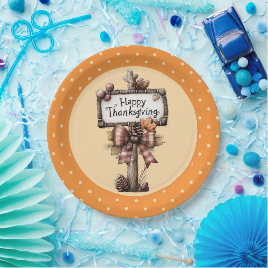 Happy Thanksgiving Sign Pappteller (Party)