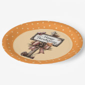 Happy Thanksgiving Sign Pappteller (Schrägansicht)