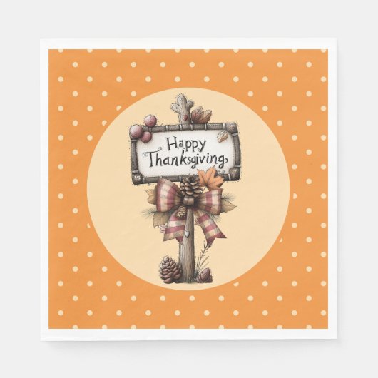 Happy Thanksgiving Sign Serviette (Vorderseite)