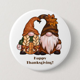 Happy Thanksgiving Skandinavien Gnomes Button