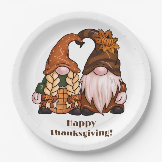Happy Thanksgiving Skandinavien Gnomes Pappteller (Vorderseite)