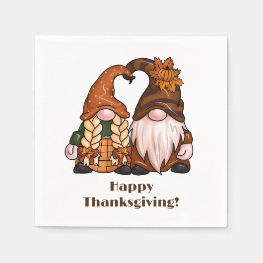 Happy Thanksgiving Skandinavien Gnomes Serviette (Vorderseite)