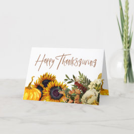 Happy Thanksgiving Sonnenblumen Kürbis Erntedank Feiertagskarte