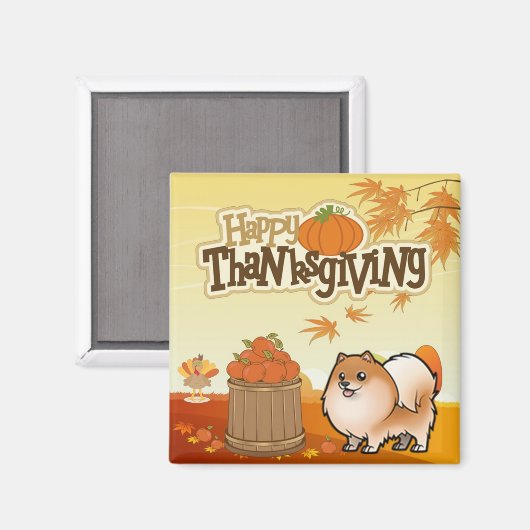 Happy Thanksgiving Spitz Magnet (Vorderseite/Rückseite)