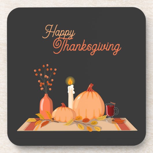 Happy Thanksgiving Square Hard Plastic Untersetzer (Vorderseite)