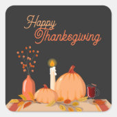 Happy Thanksgiving Square Sticker (Vorderseite)