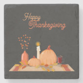 Happy Thanksgiving Square Stone Untersetzer (Vorderseite)