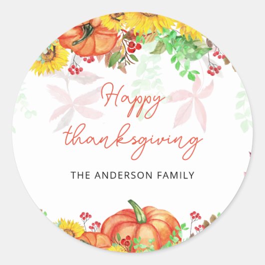 Happy Thanksgiving Sticker (Vorderseite)