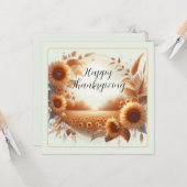 Happy Thanksgiving Sunblumen Karte (Vorderseite/Rückseite Beispiel)