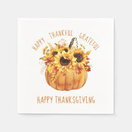 Happy Thanksgiving Sunflowers Pumpkin Serviette