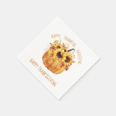 Happy Thanksgiving Sunflowers Pumpkin Serviette (Ecke)